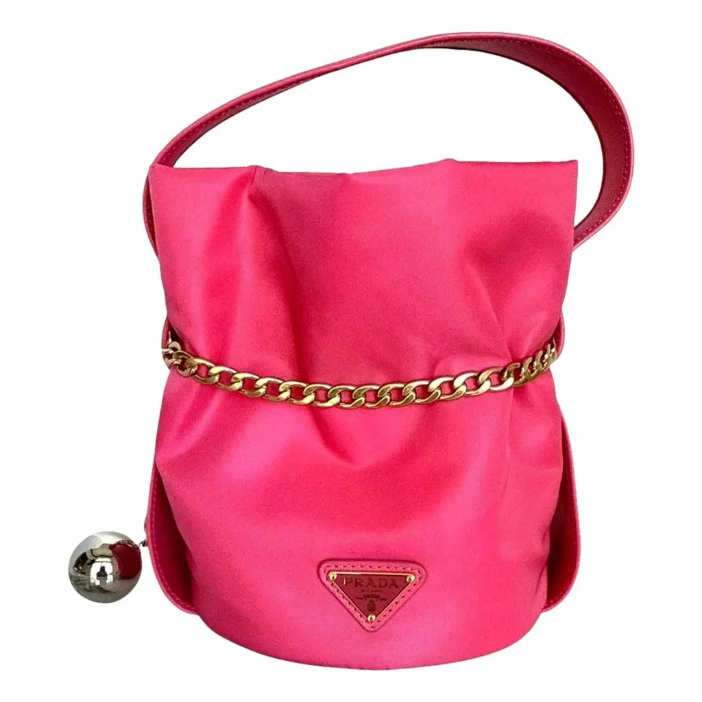Prada Petit Sac Noir Mini Re-Nylon and Nappa Leather Bucket Bag Pink Pink Polyamide Never worn - Inside View
