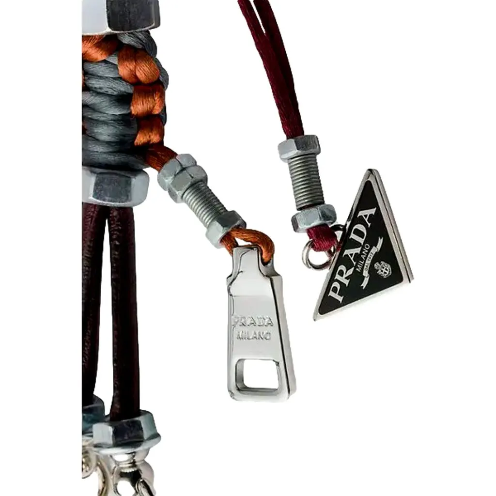 Prada Robot Metal Leather Key Ring Bag Charm MultiColor Leather Never worn - Back View