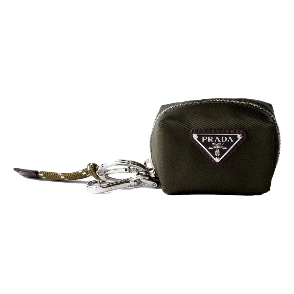 Prada Olive Green Re-Nylon Mini Pouch Trick Bag Charm Green Polyamide Never worn - Front View