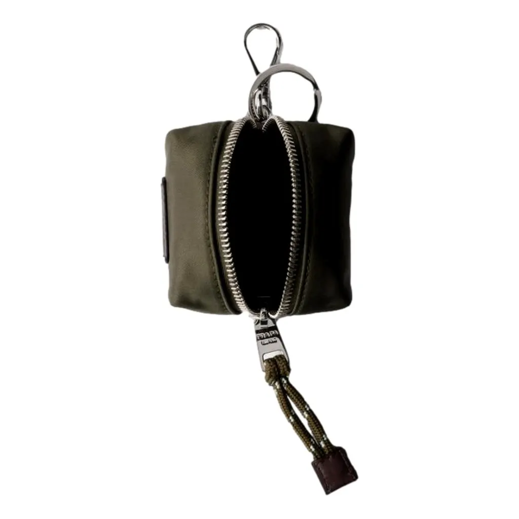 Prada Olive Green Re-Nylon Mini Pouch Trick Bag Charm Green Polyamide Never worn - Back View