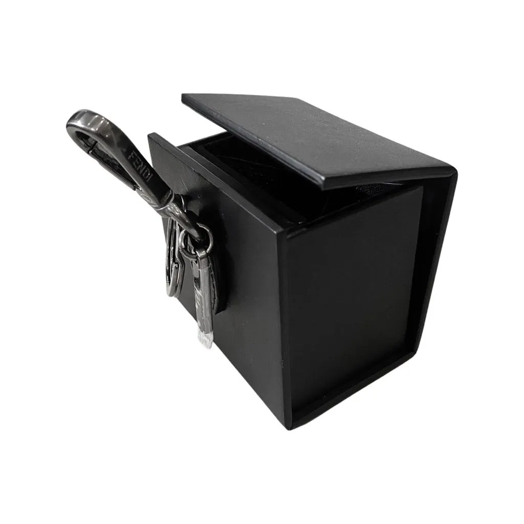 Fendi Roma Mini Box Black Leather Key Ring Charm Black Leather Never worn - Box View