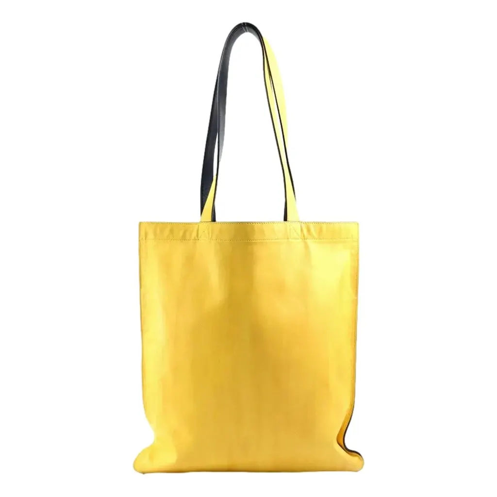 Fendi Pack Large Shopping Tote Yellow Box Leather Bag Yellow Leather Never worn - Back View