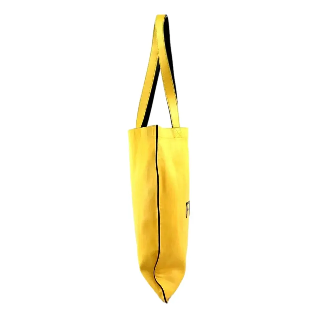 Fendi Pack Large Shopping Tote Yellow Box Leather Bag Yellow Leather Never worn - Inside View