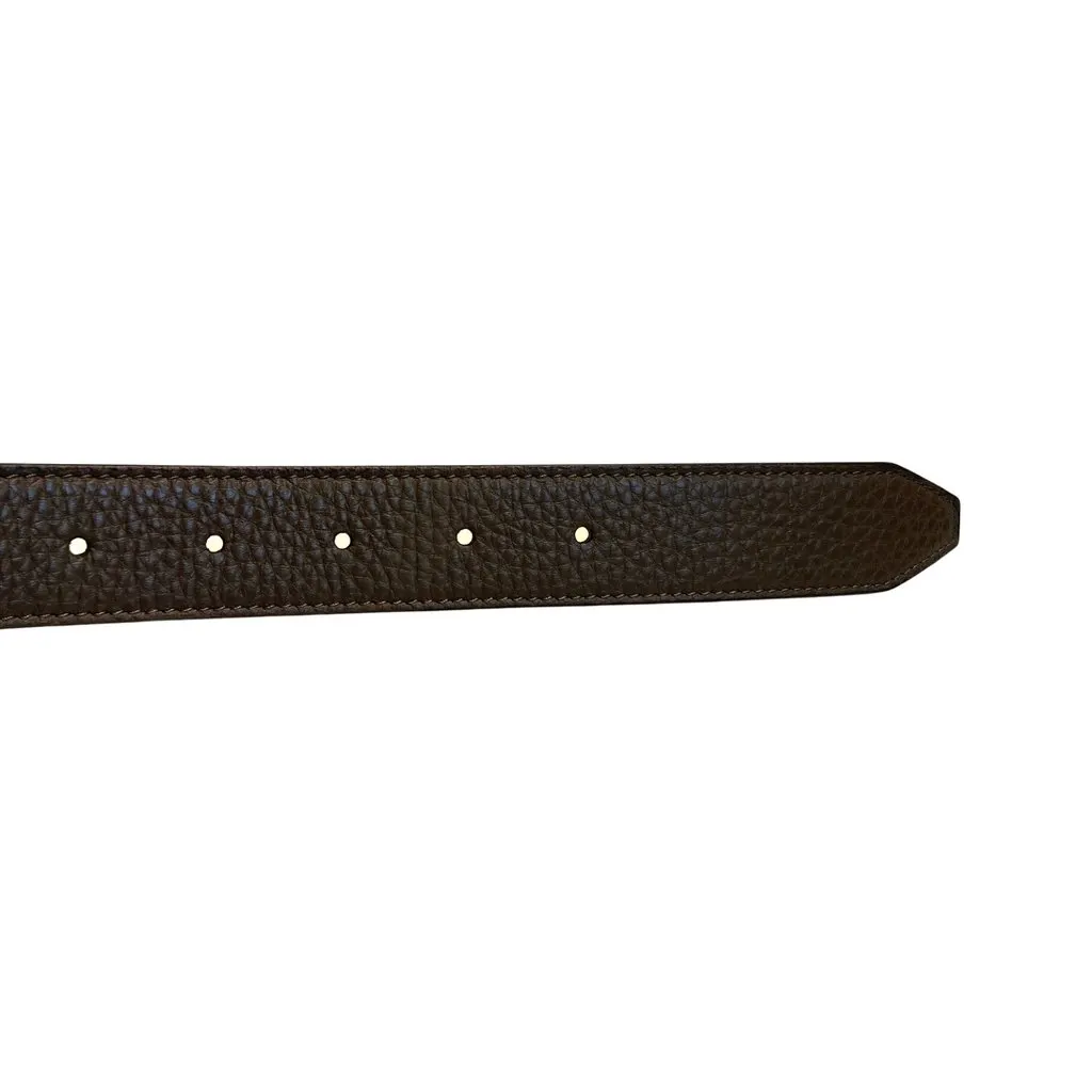 Fendi Fendi Mens Yellow Brown Reversible Grained Leather Belt 95 Black Leather Never worn - Model View
