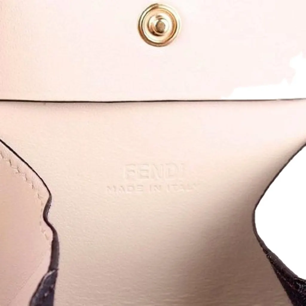 Fendi Calf Leather F Logo Poudre Pink Leather Coin Case MultiColor Leather Never worn - Box View