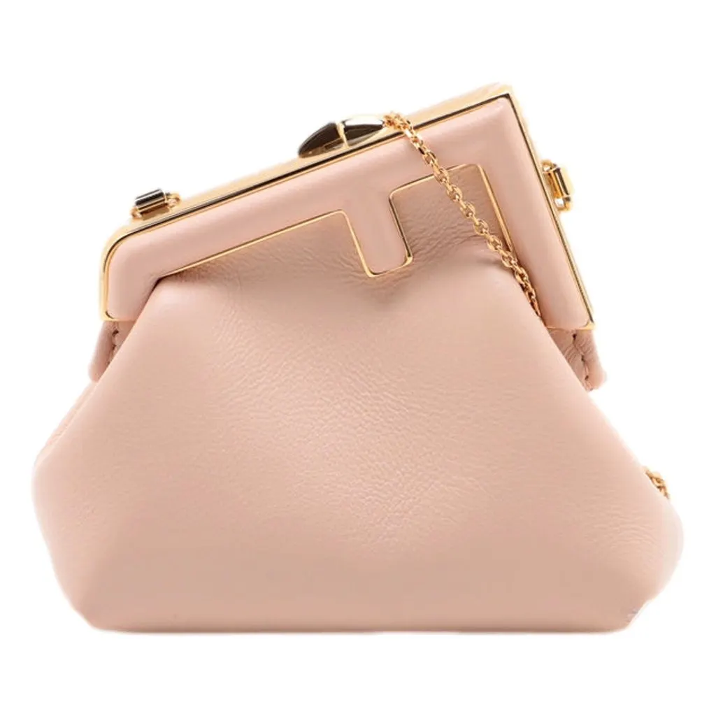 Fendi First Poudre Powder Pink Leather Nano Micro Charm Pouch Bag Pink Leather Never worn - Front View
