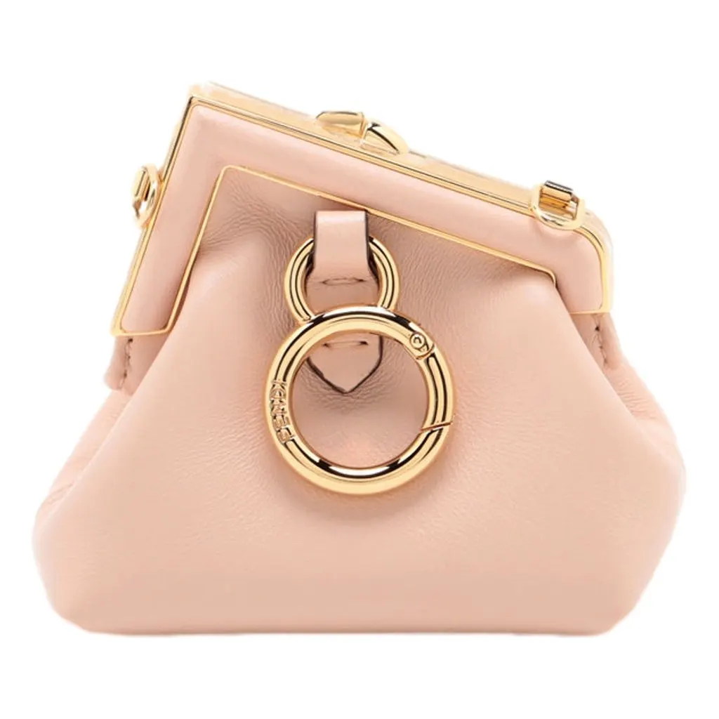Fendi First Poudre Powder Pink Leather Nano Micro Charm Pouch Bag Pink Leather Never worn - Back View