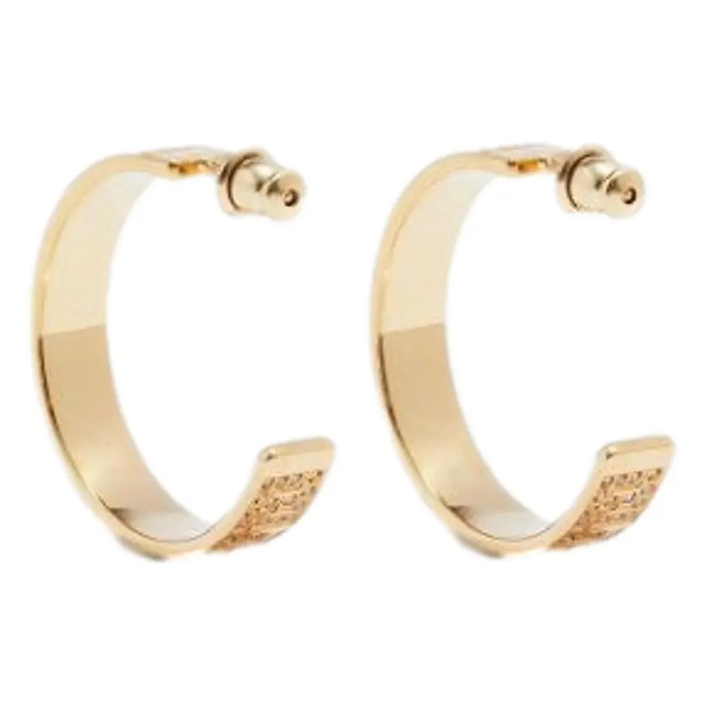 Fendi FF Crystal Embellished Gold Hoop Earrings Gold Never worn - Inside View