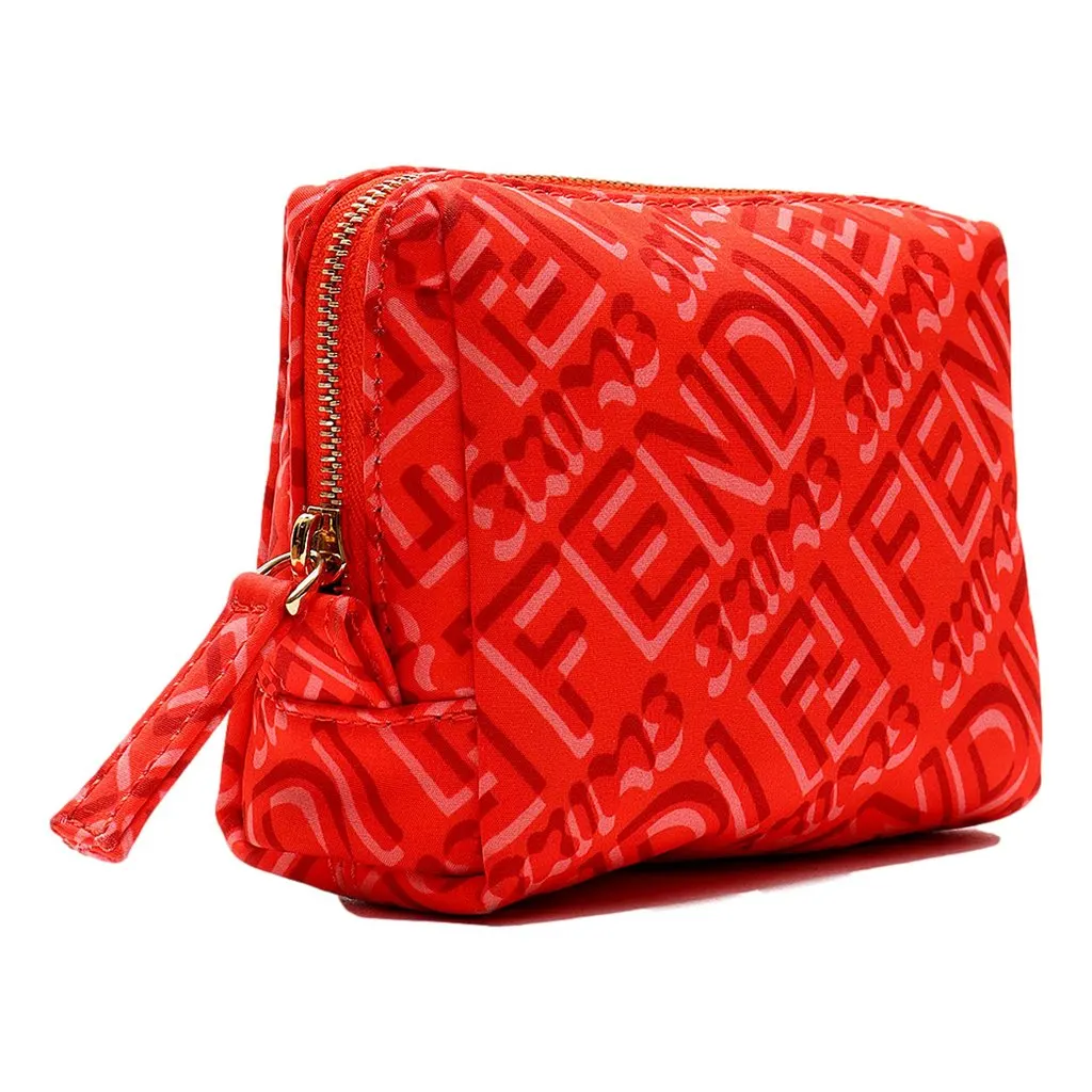 Fendi x Skims Nylon Tulipano Small Beauty Pouch Red Leather Never worn - Back View