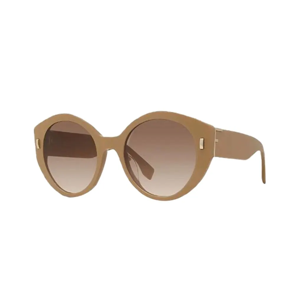 Fendi First Dark Beige Acetate Round Frame Tinted Sunglasses Beige Never worn - Back View