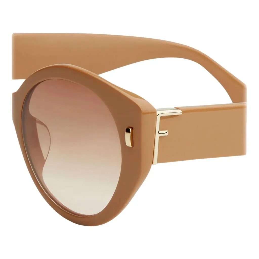 Fendi First Dark Beige Acetate Round Frame Tinted Sunglasses Beige Never worn - Inside View