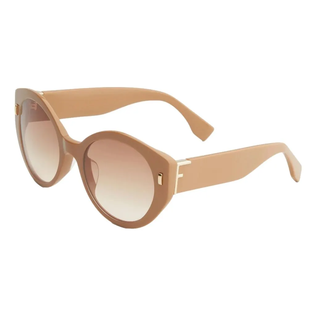 Fendi First Dark Beige Acetate Round Frame Tinted Sunglasses Beige Never worn - Model View