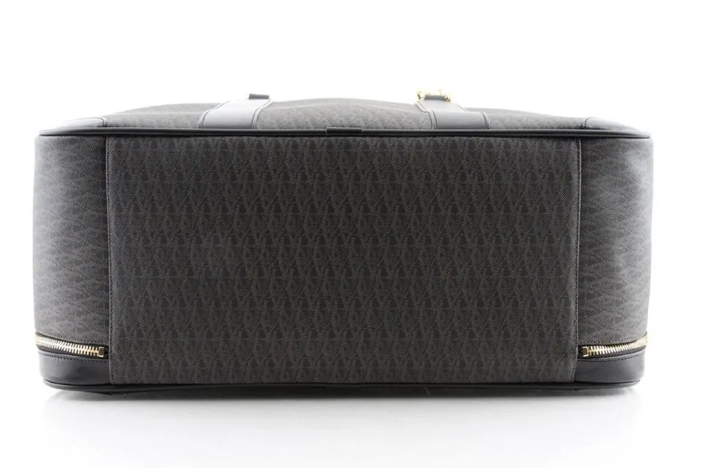 Saint Laurent Monogram Large Luggage Case Bag Dark Brown Coated Canvas Black Leather Never worn - Inside View