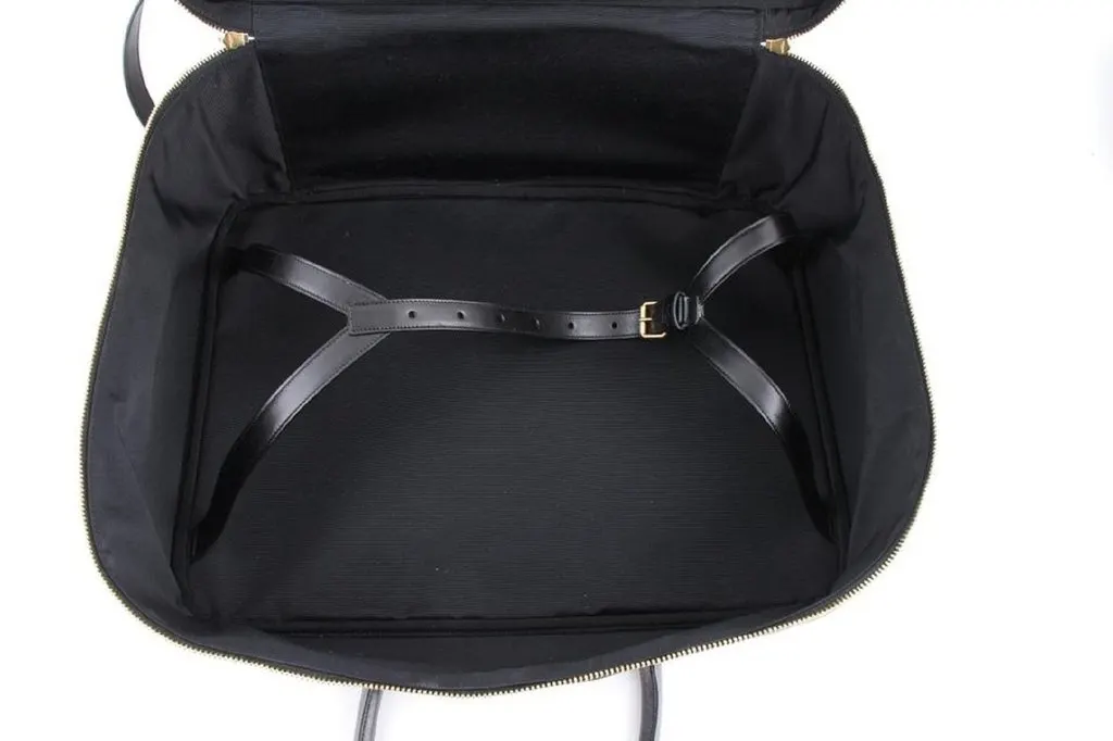 Saint Laurent Monogram Large Luggage Case Bag Dark Brown Coated Canvas Black Leather Never worn - Box View