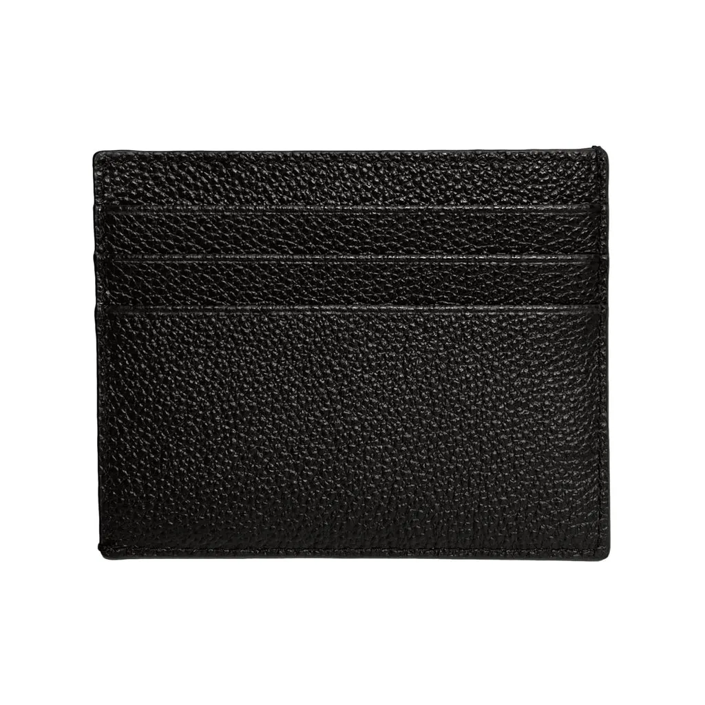 Prada Vitello Micro Grain Leather Black Card Holder Wallet Black Leather Never worn - Back View