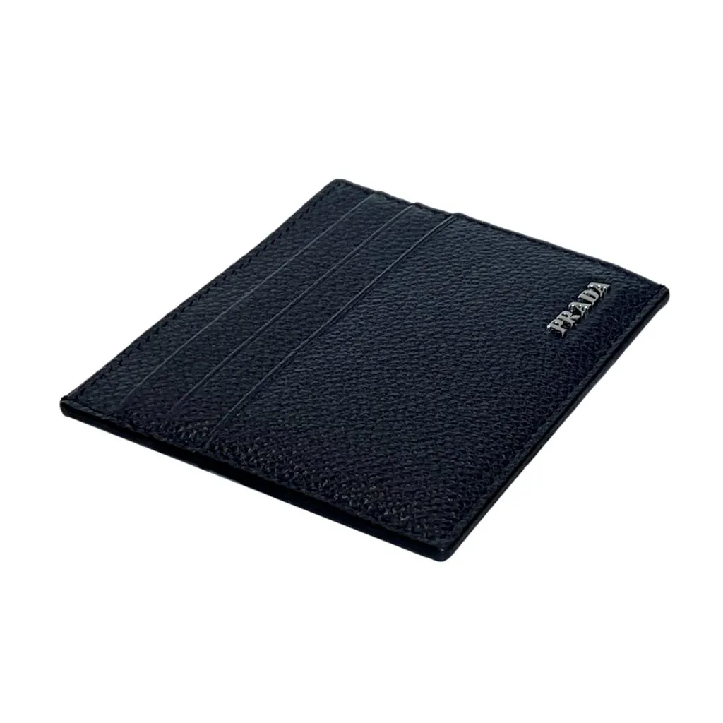Prada Vitello Micro Grain Leather Baltico Blue Card Holder Wallet Blue Leather Never worn - Inside View