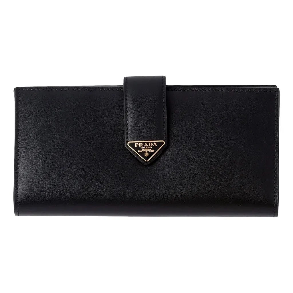 Prada Prada City Smooth Calfskin Long Wallet in Nero Black Black Leather Never worn - Front View