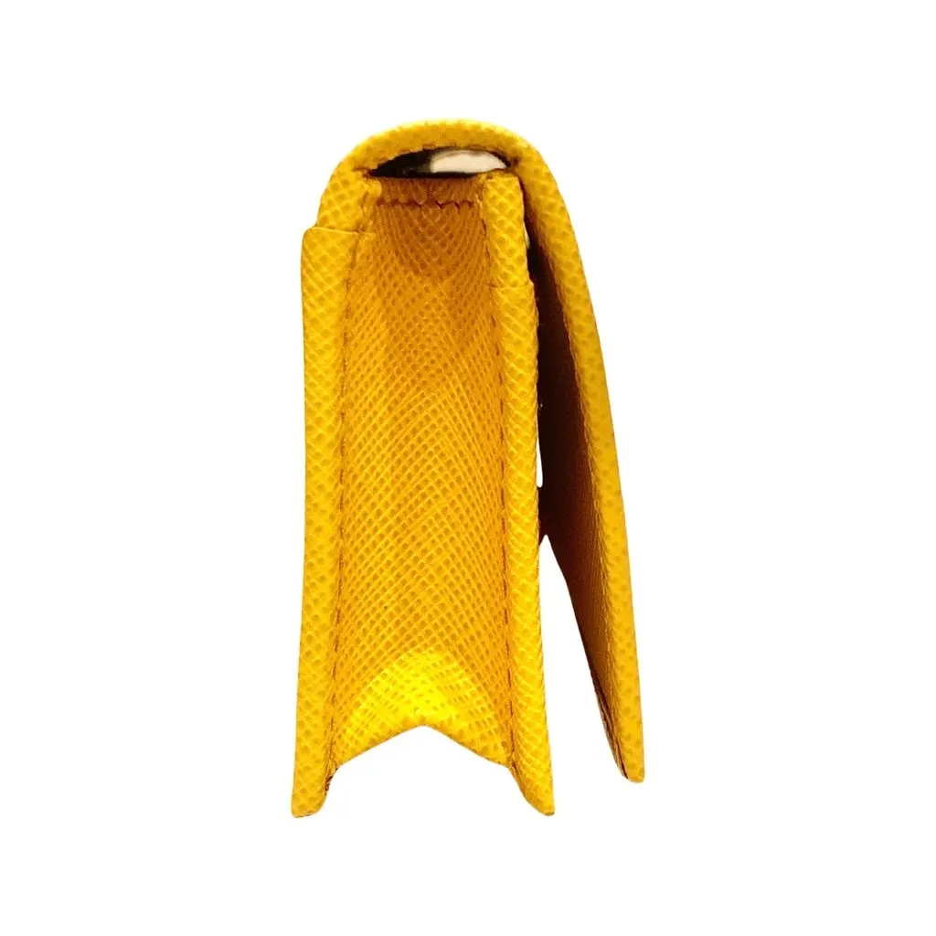 Prada Saffiano Yellow Leather Card Case Wallet Yellow Leather Never worn - Inside View