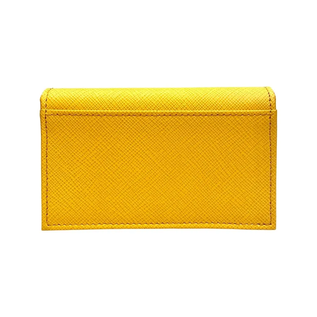 Prada Saffiano Yellow Leather Card Case Wallet Yellow Leather Never worn - Model View