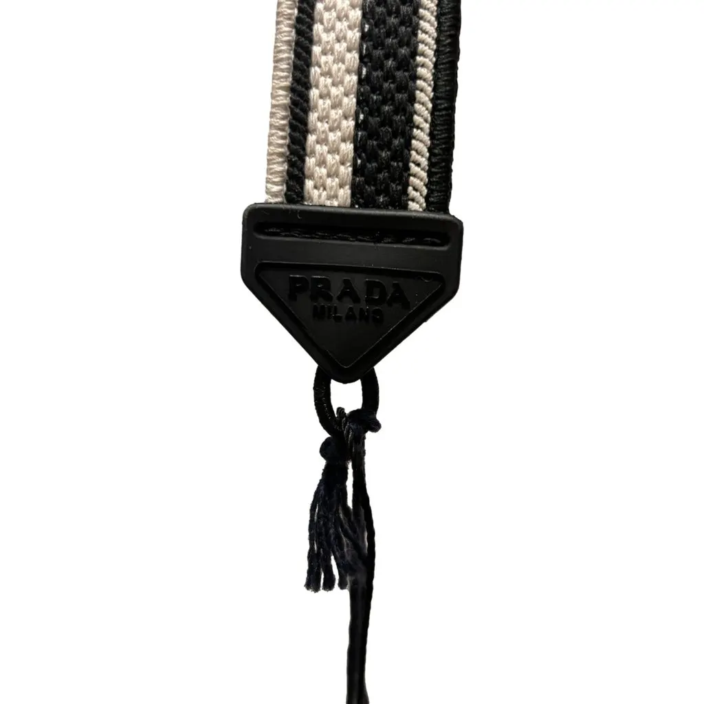 Prada Black and Talc White Woven Embroidered Logo Sunglasses Strap White Never worn - Inside View