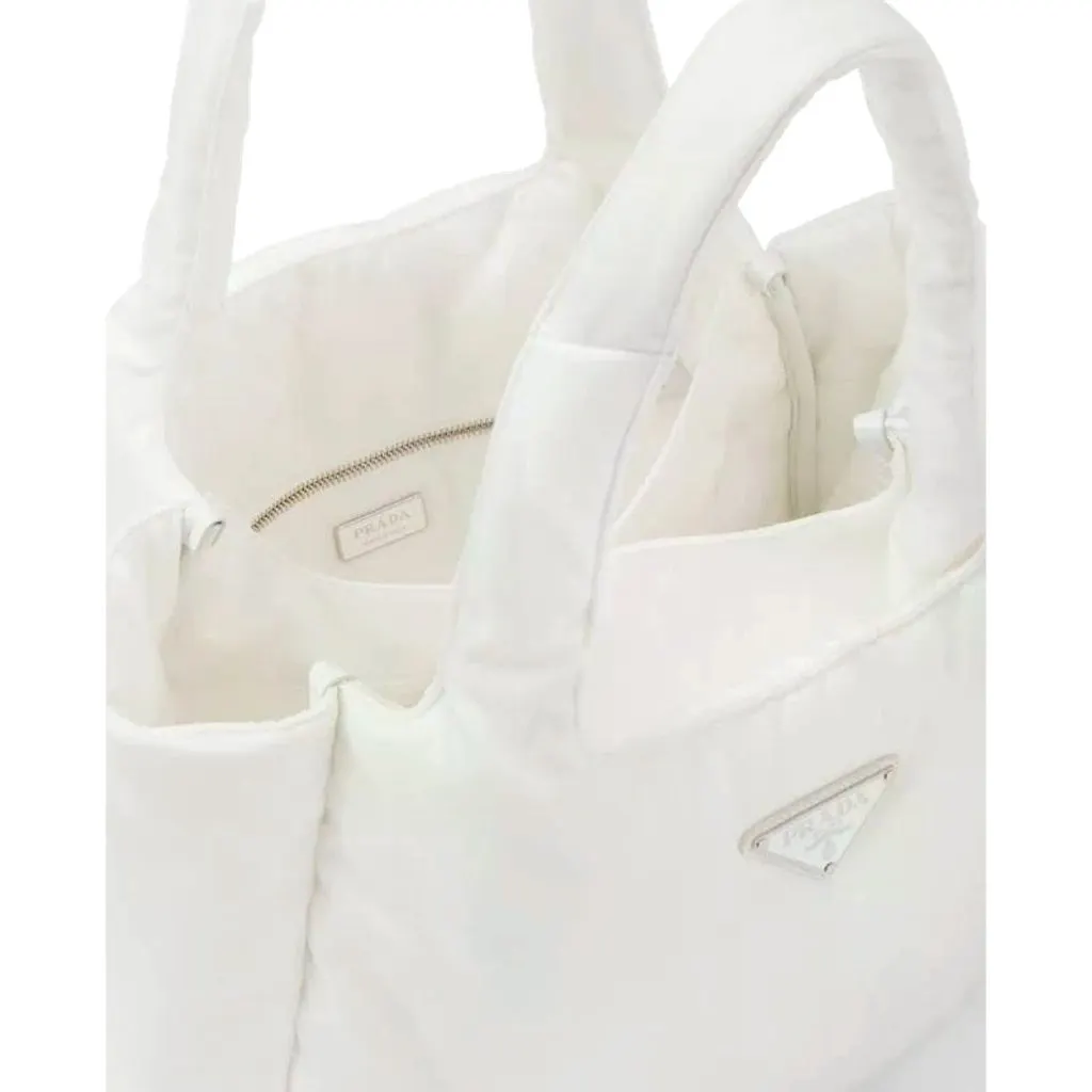 Prada White Padded Re-Nylon Large Tote Bag with Triangle Logo White Polyamide Never worn - Back View