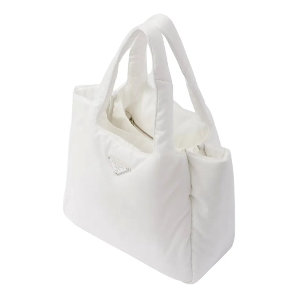 Prada White Padded Re-Nylon Large Tote Bag with Triangle Logo White Polyamide Never worn - Inside View