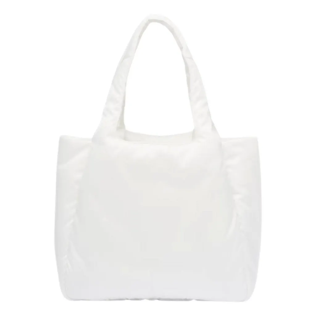 Prada White Padded Re-Nylon Large Tote Bag with Triangle Logo White Polyamide Never worn - Model View