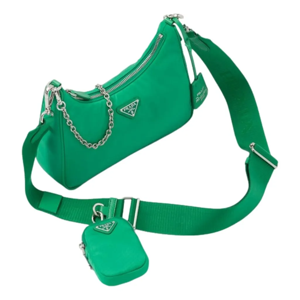 Prada Re-Edition 2005 Green Tessuto Nylon Chain Shoulder Bag Green Polyamide Never worn - Inside View