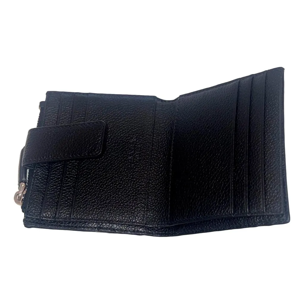 Prada Black Vitello Grain Leather Card Case Bifold Wallet with Zipper Coin Pouch Black Leather Never worn - Box View