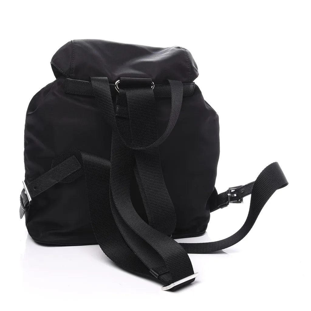 Prada Re-Nylon and Saffiano Leather Trim Medium Drawstring Rucksack Backpack in Black Black Leather Never worn - Inside View