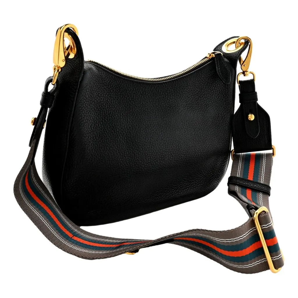 Prada Prada Vitello Phenix Zippered Messenger Hobo Black Leather Shoulder Bag Black Leather Never worn - Back View