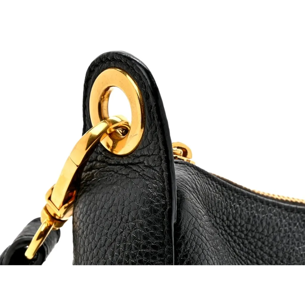 Prada Prada Vitello Phenix Zippered Messenger Hobo Black Leather Shoulder Bag Black Leather Never worn - Inside View