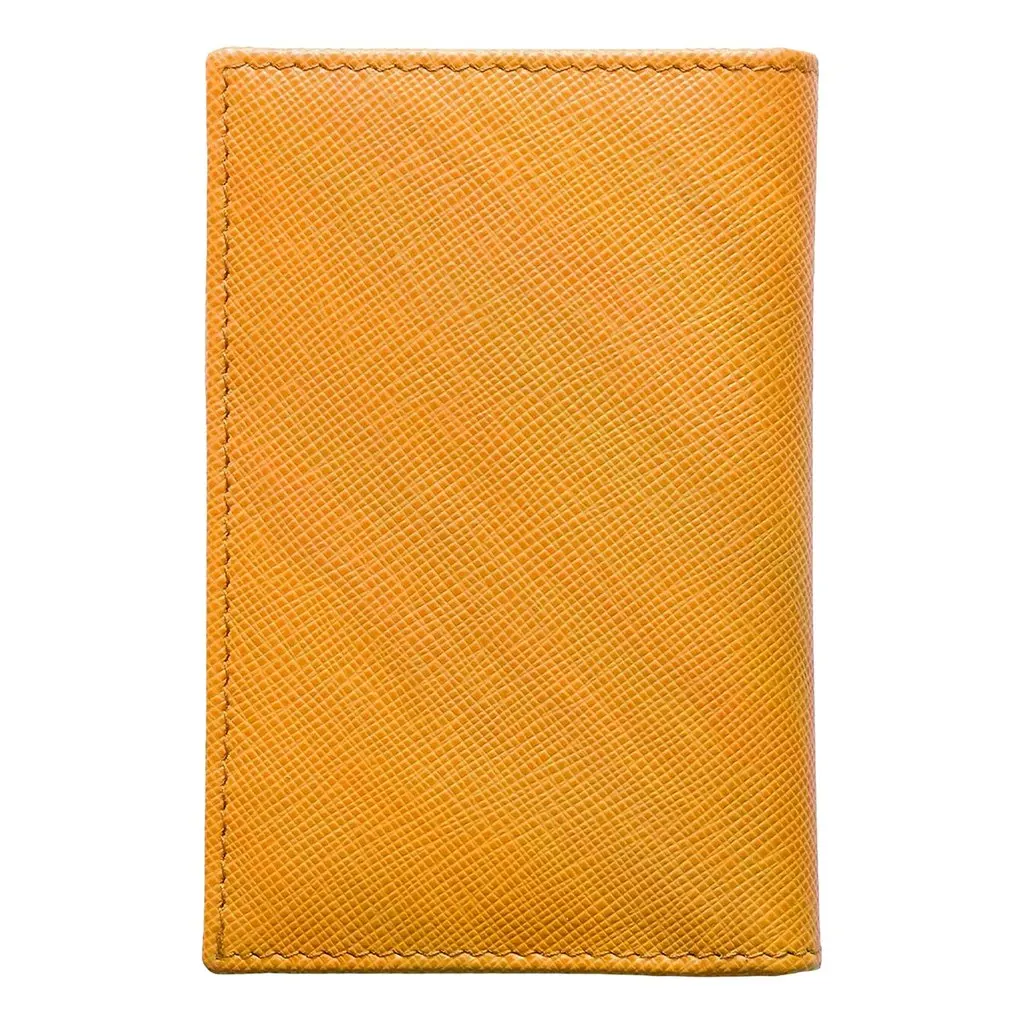 Prada Saffiano Vertical Card Holder Wallet Ambra Orange Orange Leather Never worn - Back View