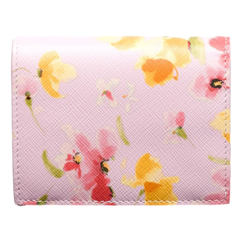 Prada Saffiano Leather Floral Bifold Wallet In Light Pink Pink Leather Never worn - Inside View