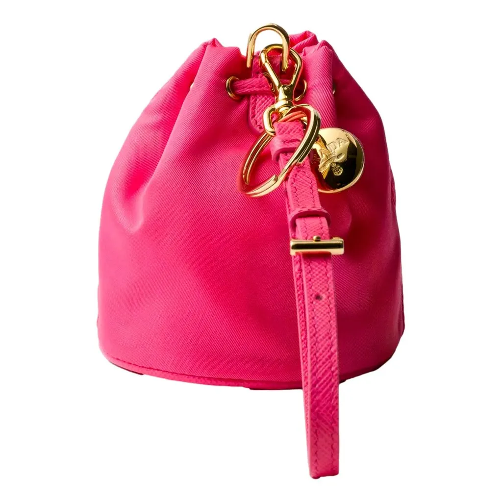 Prada Re Nylon and Saffiano Leather Trim Mini Bag Charm Keychain Peonia Pink Pink Polyamide Never worn - Back View