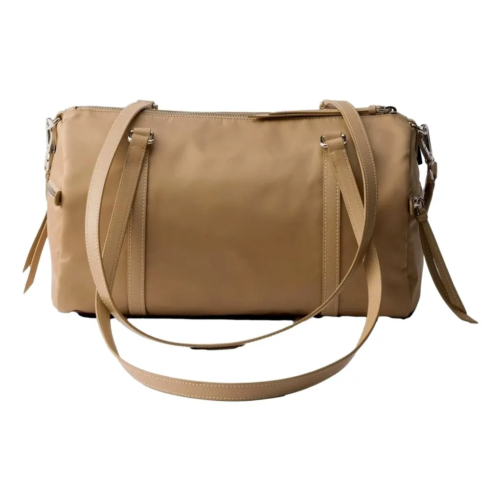 Prada Prada Small Re-Nylon and Saffiano Leather Duffel Bag Camello Beige Brown Leather Never worn - Back View