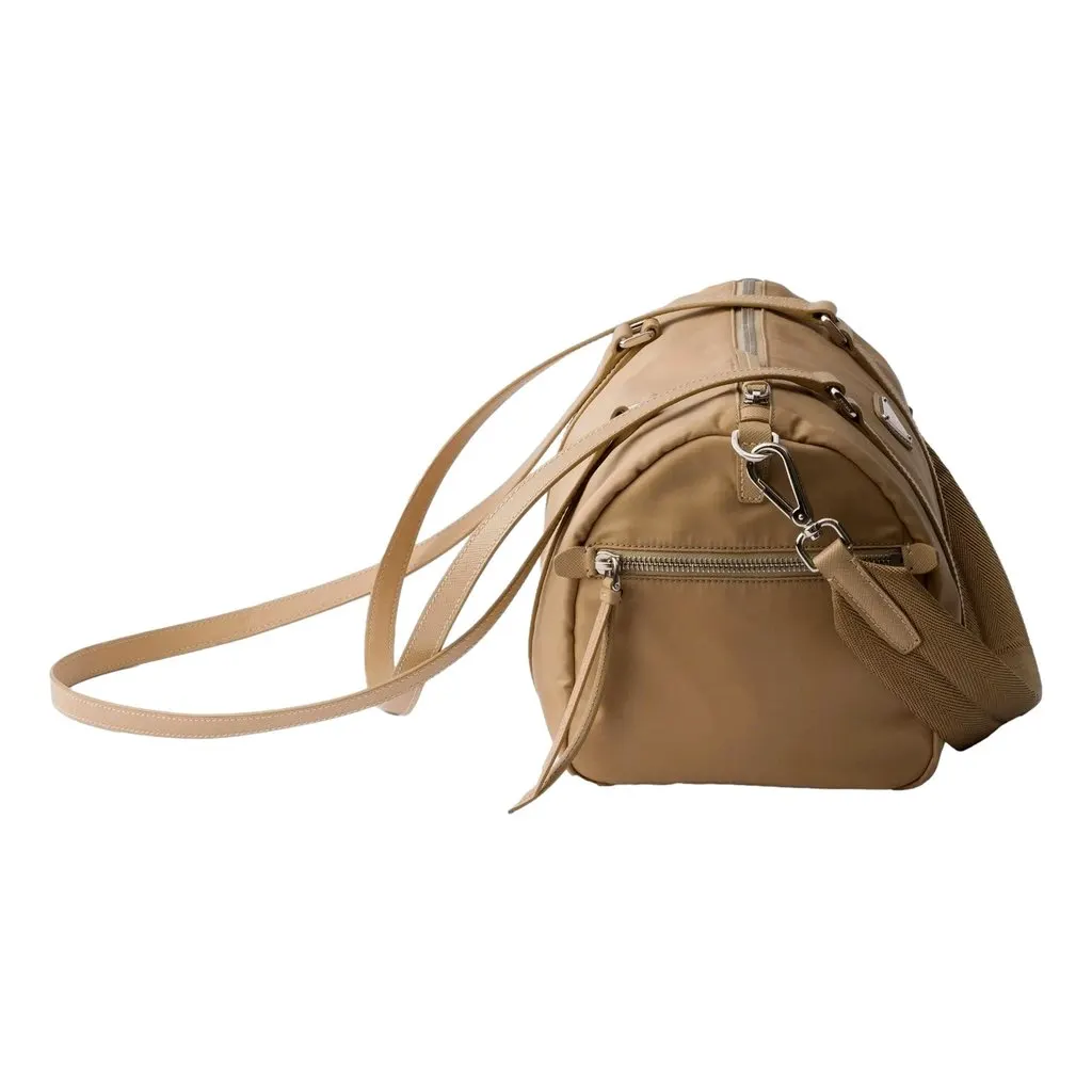 Prada Prada Small Re-Nylon and Saffiano Leather Duffel Bag Camello Beige Brown Leather Never worn - Inside View
