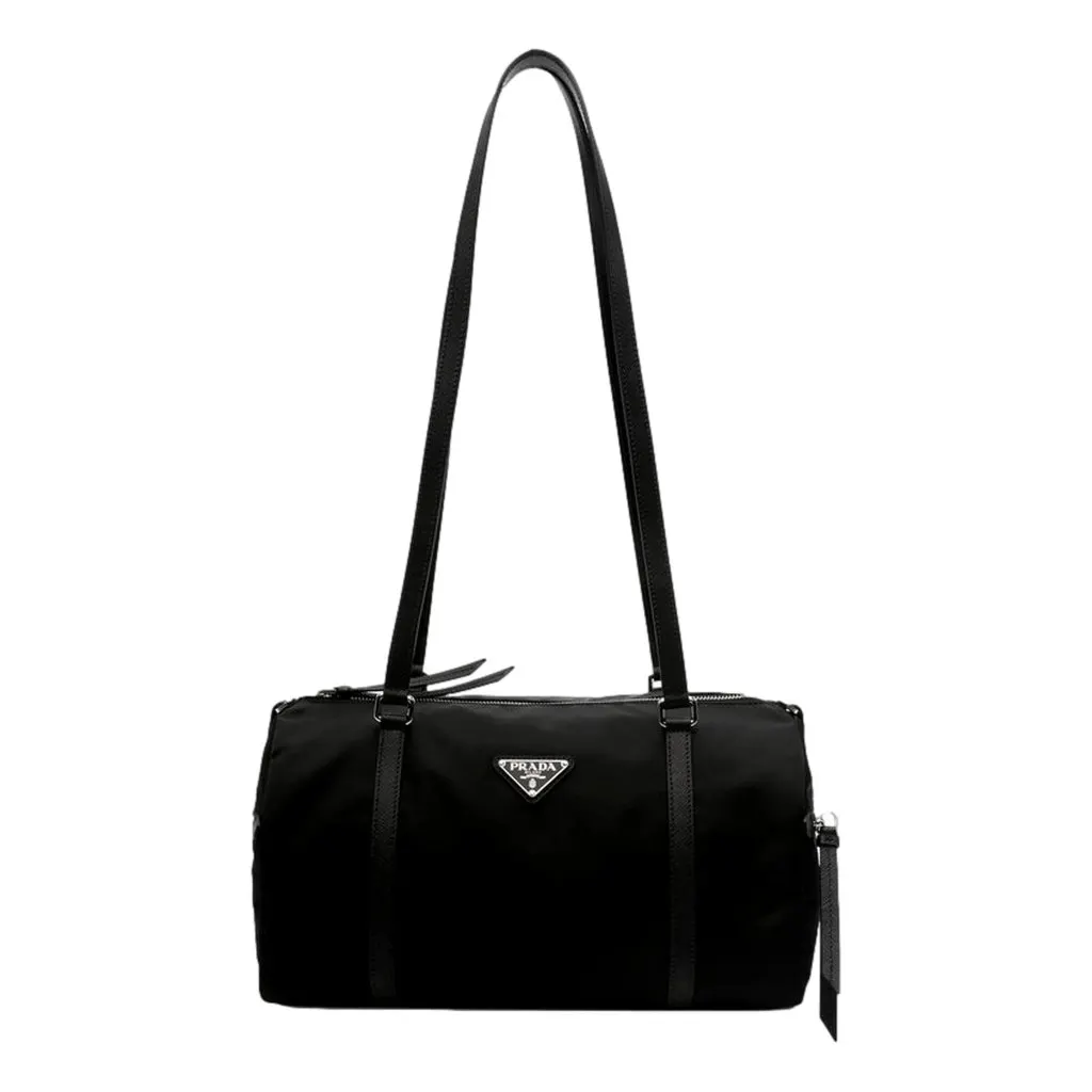 Prada Prada Small Re-Nylon and Saffiano Leather Duffel Bag Black Black Leather Never worn - Front View