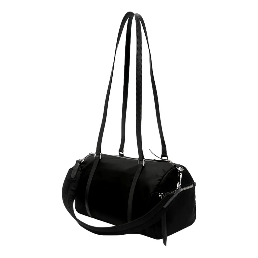 Prada Prada Small Re-Nylon and Saffiano Leather Duffel Bag Black Black Leather Never worn - Back View