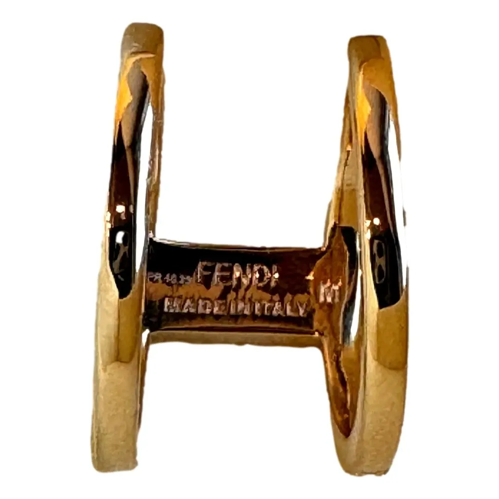 Fendi Fendi FF Oro Soft Logo Black and Gold Ring Medium Gold Never worn - Model View