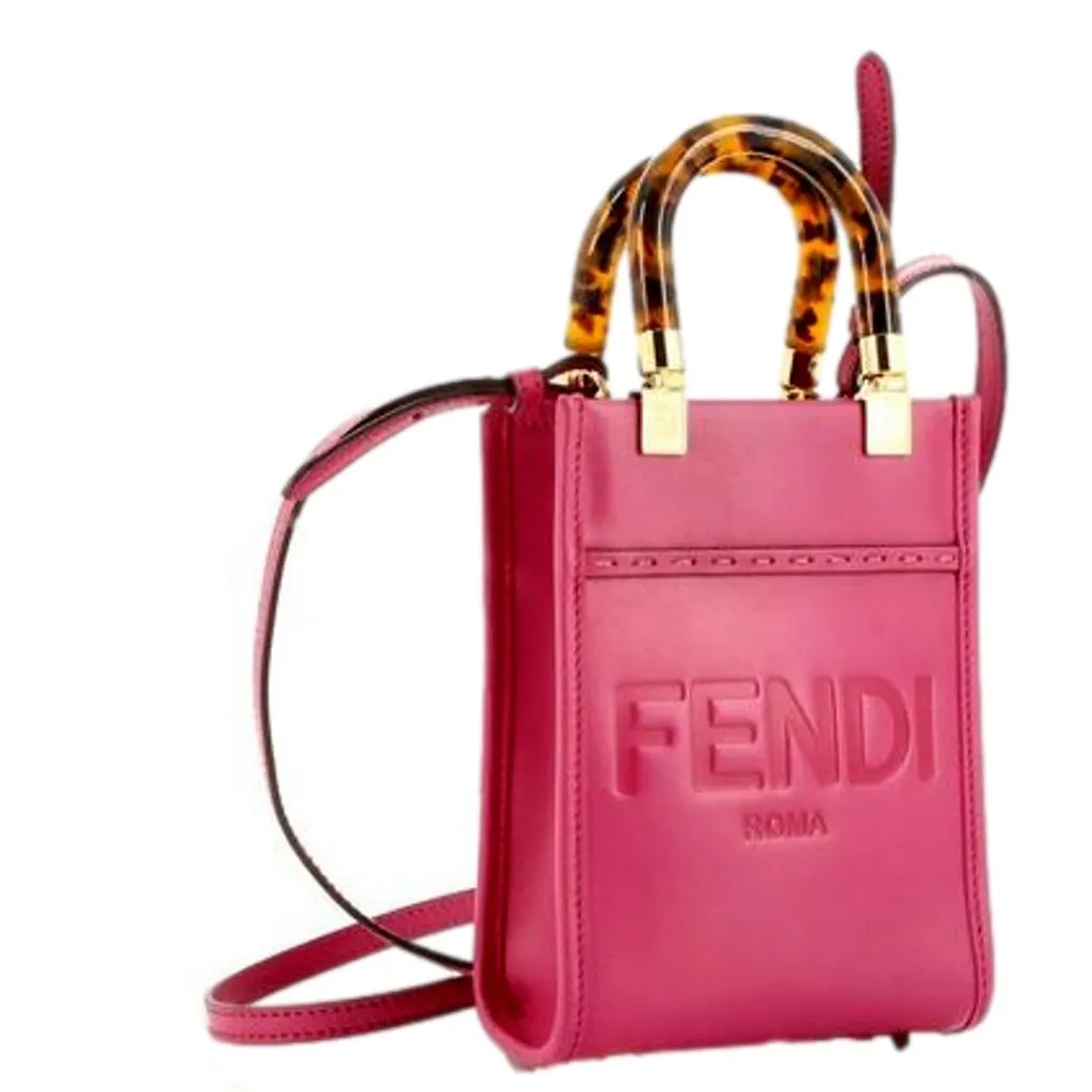 Fendi Sunshine Shopper Fuchsia Pink Small Handbag Crossbody Bag Pink Leather Never worn - Model View