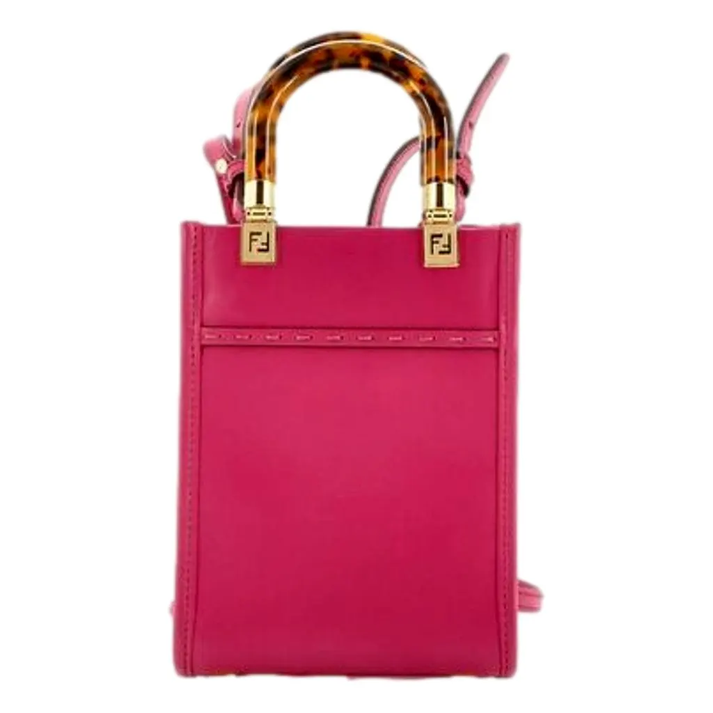 Fendi Sunshine Shopper Fuchsia Pink Small Handbag Crossbody Bag Pink Leather Never worn - Box View