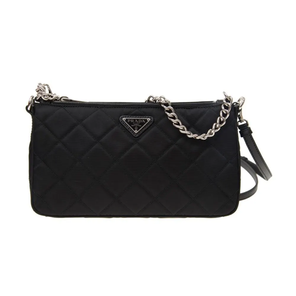 Prada Black Tessuto Nylon Quilted Chain Crossbody Bag MultiColor Never worn - Back View