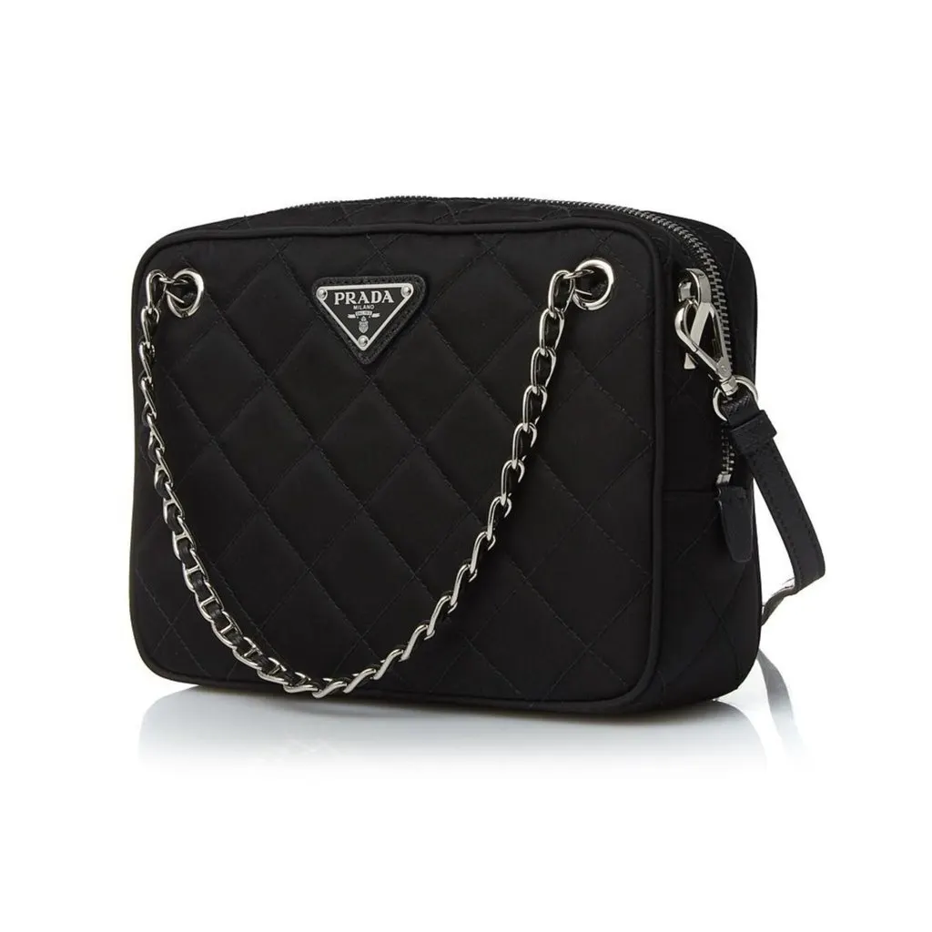 Prada Re-Edition Nylon Quilted Black Triangle Logo Crossbody Bag Black Polyamide Never worn - Inside View