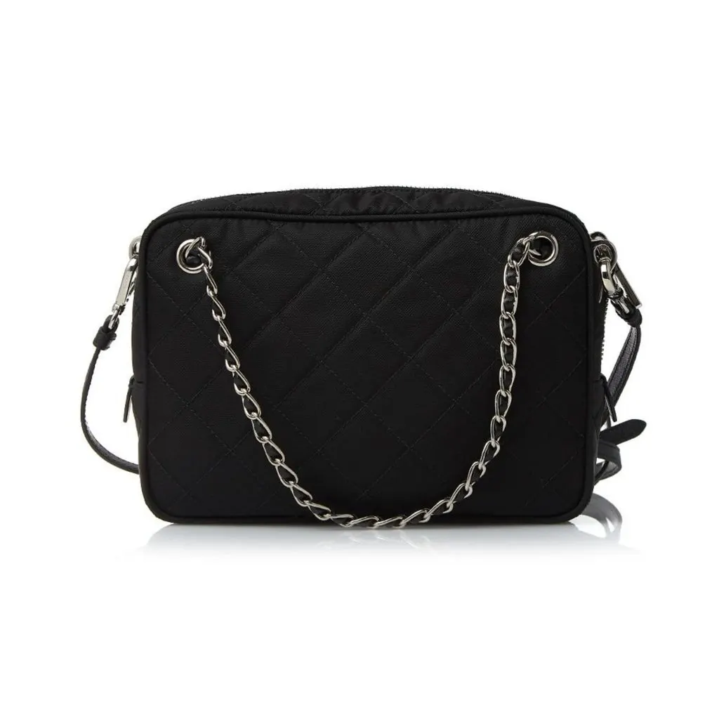 Prada Re-Edition Nylon Quilted Black Triangle Logo Crossbody Bag Black Polyamide Never worn - Model View