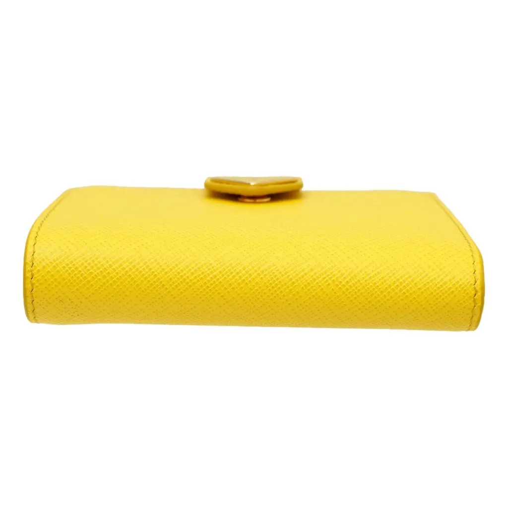 Prada Saffiano Leather Snap Bifold Wallet Sole Yellow Yellow Leather Never worn - Inside View