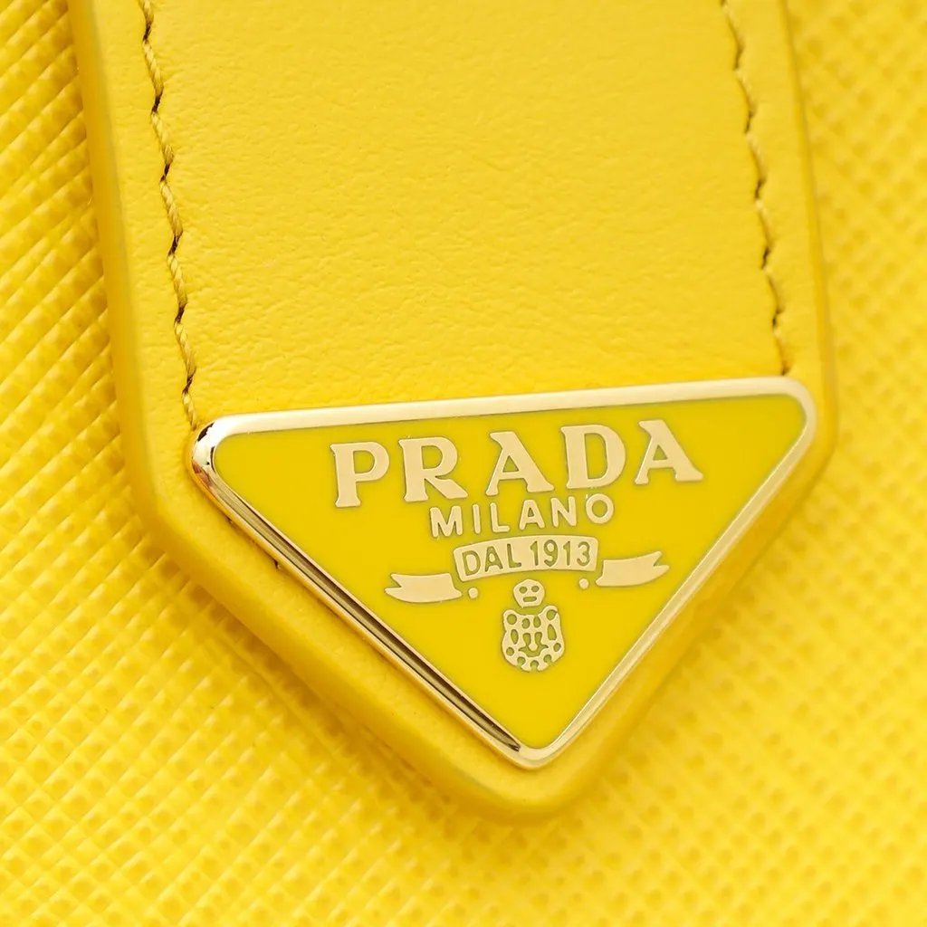 Prada Saffiano Leather Snap Bifold Wallet Sole Yellow Yellow Leather Never worn - Box View