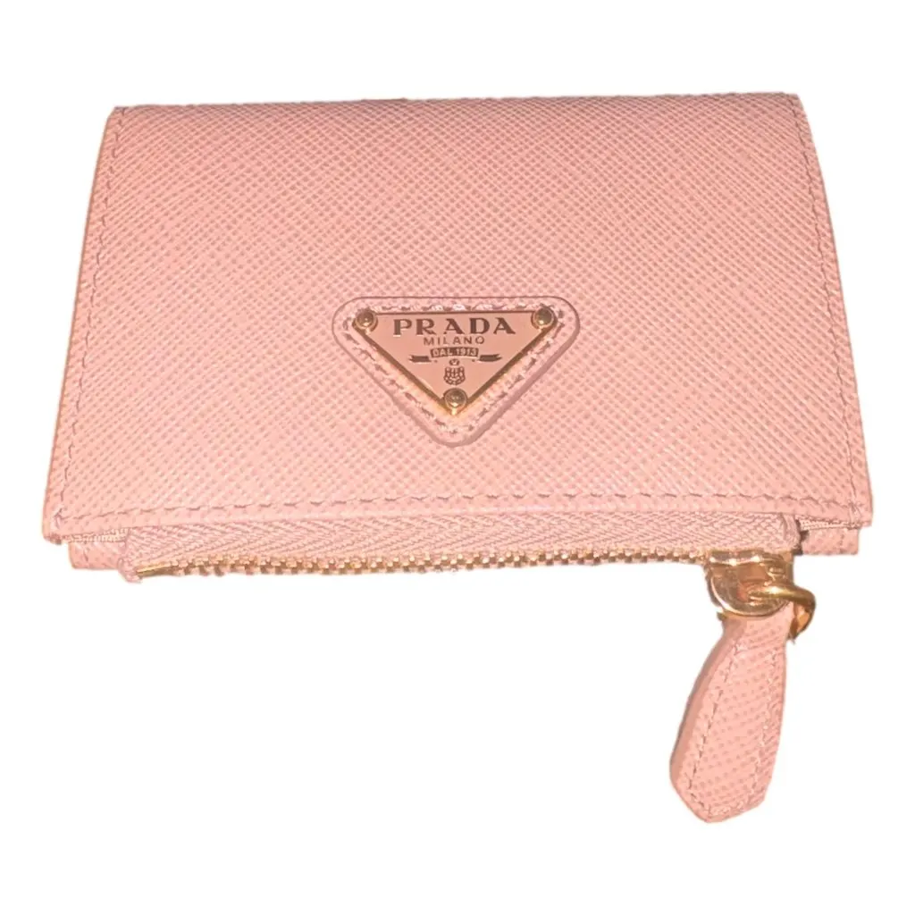 Prada Prada Saffiano Leather Cipria Beige Small Snap Bifold Coin Pouch Wallet Pink Leather Never worn - Front View
