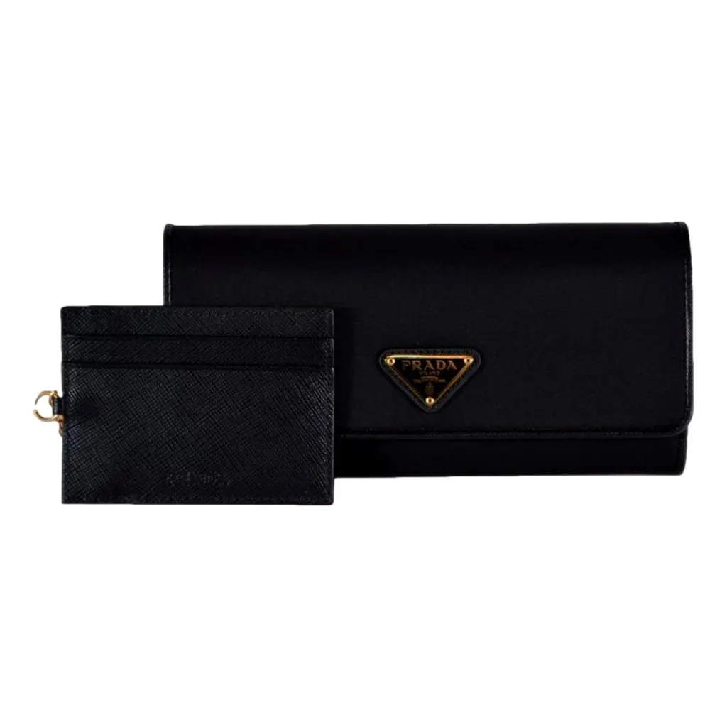 Prada Triangle Logo Tessuto Re-Nylon Black Continental Large Flap Wallet Black Never worn - Back View