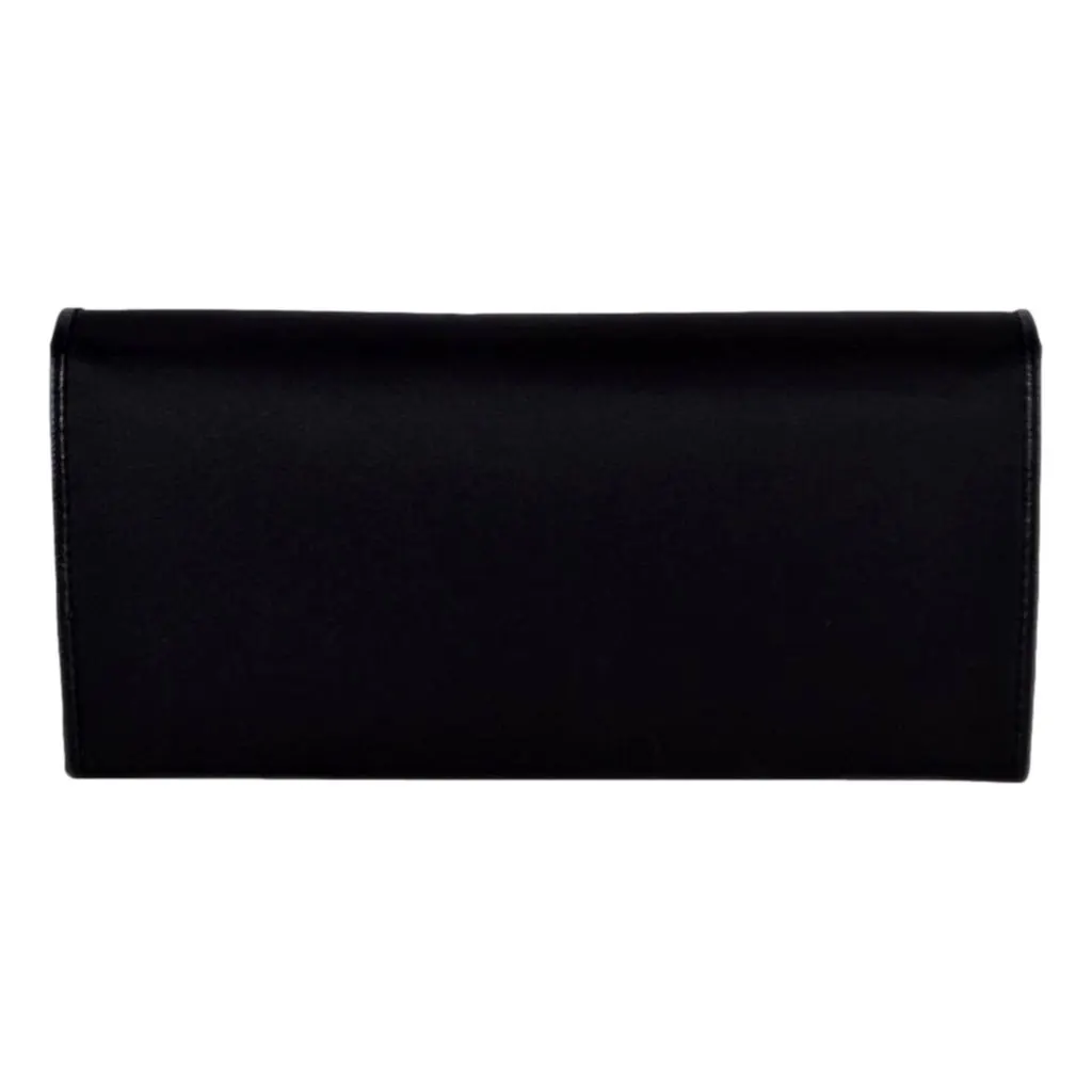Prada Triangle Logo Tessuto Re-Nylon Black Continental Large Flap Wallet Black Never worn - Model View
